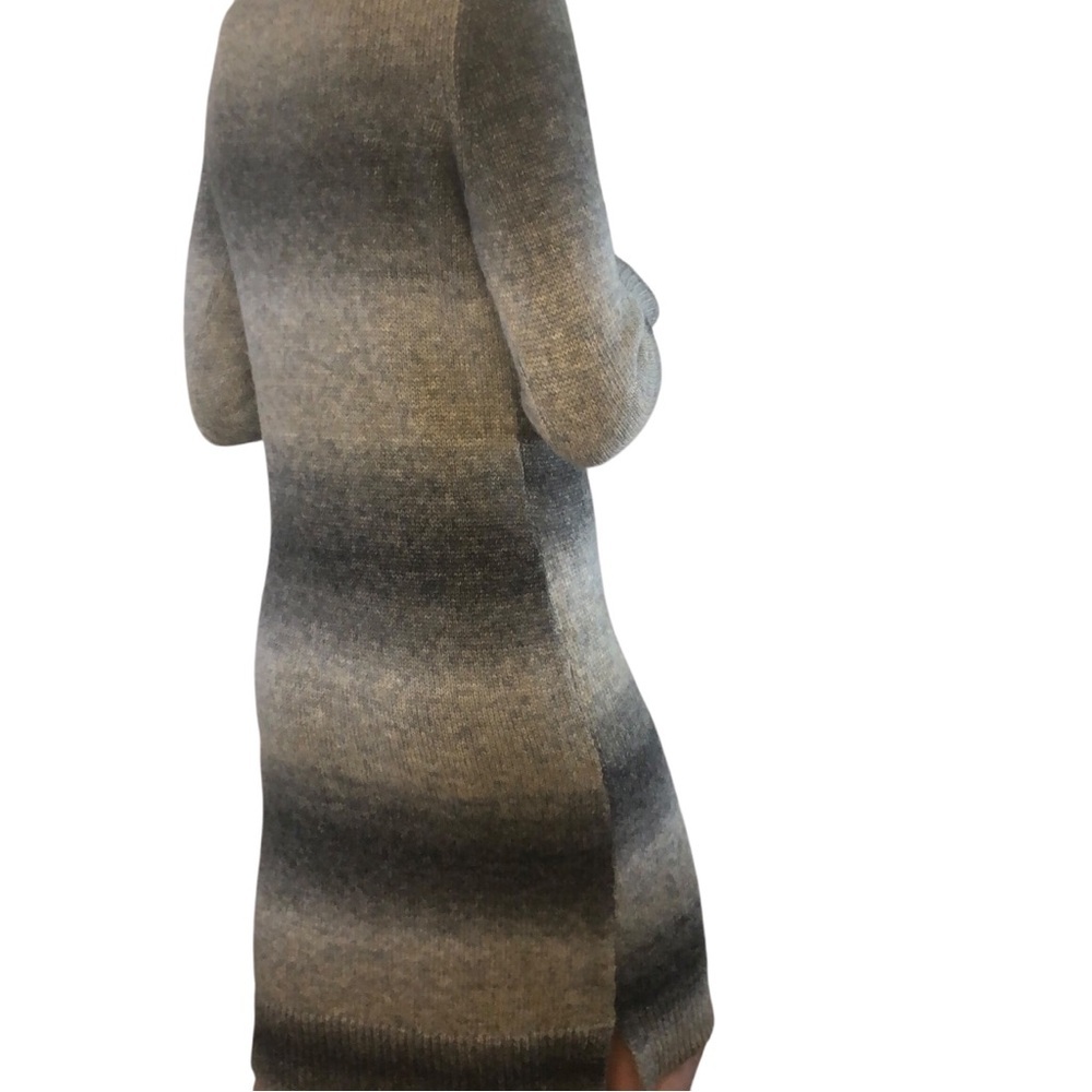 Cynthia Rowley Sweater Dress S Gray Ombre Wool Blend Midi Mock Neck Office Cozy - Picture 3 of 14